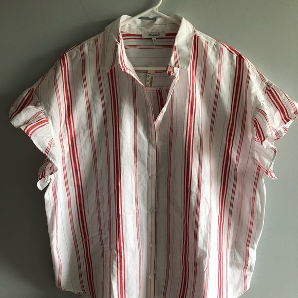 madewell central ruffle sleeve shirt